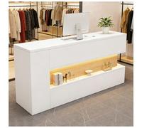 Mostrador de recepción Moderno con Luces LED, Mostrador de recepción con gestión Des Cables Oculta, Mostradores Des Caja Cons cajón Cons Cerradura para Tiendas minoristas,O Right,100x55x90cm