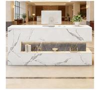 Mostrador de recepción Moderno con Luces LED, Mostrador de recepción con gestión Des Cables Oculta, Mostradores Des Caja Cons cajón Cons Cerradura para Tiendas minoristas,I Right,120x55x90cm