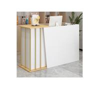 Mostrador de recepción moderno para supermercado, hotel, salón de belleza, tienda de ropa, pequeño bar, escritorio con cajero, diseño simple y elegante (tamaño: 120 cm, color: blanco cálido)