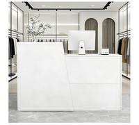 Mostrador de recepción Mostrador de Caja en Forma Mostradors Des recepción para salón dees Belleza Mostradors dees Caja para Oficina Mostradores Des peluquería Mesa,White r,120x42x100cm
