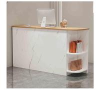 Mostrador de recepción, mostrador de venta al por menor, cajero, mesa de casillero de oficina con cable de cajones, (mostrador compacto con cajón con cerradura y estantes abiertos, escritorio de