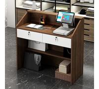 Mostrador de recepción, mostrador Frontal con cajón con Cerradura y luz, mostrador minorista para Caja, Escritorio de Madera para computadora para Oficina, vestíbulo, Tienda de Ropa, salón