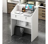 Mostrador de recepción, mostrador Frontal con cajón con Cerradura y luz, mostrador minorista para Caja, Escritorio de Madera para computadora para Oficina, vestíbulo, Tienda de Ropa, salón