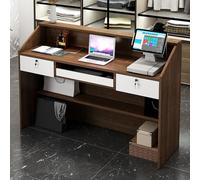 Mostrador de recepción, mostrador Frontal con cajón con Cerradura y luz, mostrador minorista para Caja, Escritorio de Madera para computadora para Oficina, vestíbulo, Tienda de Ropa, salón