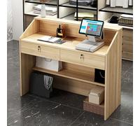 Mostrador de recepción, mostrador Frontal con cajón con Cerradura y luz, mostrador minorista para Caja, Escritorio de Madera para computadora para Oficina, vestíbulo, Tienda de Ropa, salón
