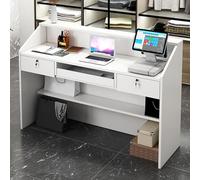 Mostrador de recepción, mostrador Frontal con cajón con Cerradura y luz, mostrador minorista para Caja, Escritorio de Madera para computadora para Oficina, vestíbulo, Tienda de Ropa, salón