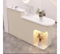 Mostrador de recepción, mostrador Frontal con cajones con Cerradura, Gran Ahorro de Espacio, Mesa de recepción de Gran Capacidad para Oficina en casa y Oficina (Blanco R, 90 cm/35,4 Pulgadas