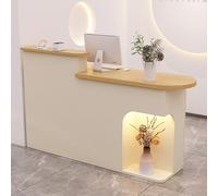 Mostrador de recepción, mostrador Frontal con cajones con Cerradura, Gran Ahorro de Espacio, Mesa de recepción de Gran Capacidad para Oficina en casa y Oficina (Natural R, 110 cm/43,3 pulgad