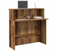 Mostrador de Recepción, Mostrador Frontal de 100 X 50 X 103,5 Cm con Estante, de Recepción de Oficina de Madera Diseñada para Salón, Tienda Minorista, Clínica o (Madera Vieja)