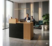 Mostrador de recepción Mostrador Oficina Salón AVIGNON Negro-Roble Oficina Mo...