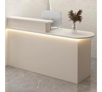 Mostrador de recepción para tiendas minoristas, moderno escritorio de caja registradora (beige, 120 x 56 x 99 cm), elegante, funcional, perfecto para negocios y áreas de atención al cliente