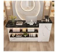 Mostrador de Recepción Pequeño con luz LED en el Mostrador, Mostrador Moderno, con Cajón con Cerradura, Caja Registradora para Tienda de Ropa Salón de Belleza,E Right,100x55x100cm