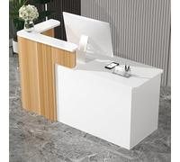 Mostrador Mostrador Recepcion Mostrador De Ventas Mostrador De RecepcióN PequeñO para Oficina ClíNica VestíBulos Bar con Espacios De Almacenamiento Cajones con Cerradura(Light Walnut-R,140*60*75CM)