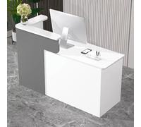 Mostrador Mostrador Recepcion Mostrador De Ventas Mostrador De RecepcióN PequeñO para Oficina ClíNica VestíBulos Bar con Espacios De Almacenamiento Cajones con Cerradura(Gray-R,120 * 60 * 75CM)