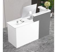 Mostrador Mostrador Recepcion Mostrador De Ventas Mostrador De RecepcióN PequeñO para Oficina ClíNica VestíBulos Bar con Espacios De Almacenamiento Cajones con Cerradura(Gray-L,140 * 60 * 75CM)