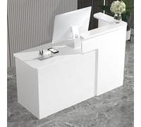 Mostrador Mostrador Recepcion Mostrador De Ventas Mostrador De RecepcióN PequeñO para Oficina ClíNica VestíBulos Bar con Espacios De Almacenamiento Cajones con Cerradura(White-L,120 * 60 * 75CM)