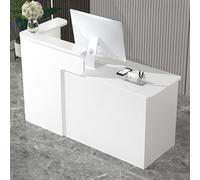 Mostrador Mostrador Recepcion Mostrador De Ventas Mostrador De RecepcióN PequeñO para Oficina ClíNica VestíBulos Bar con Espacios De Almacenamiento Cajones con Cerradura(White-R,100 * 60 * 75CM)