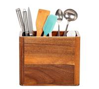 Mostrador para utensilios de cocina, soporte para utensilios de madera, compartimento de almacenamiento con orificios de secado, organizador de suministros de cocina con diseño multiusos, cuchara, esp