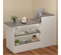 Mostrador Recepcion Mesa de Recepción Simple Mostradores para Tiendas Gabinete de Cajero Recepciones Peluqueria Escritorio de Recepción Pequeño con Cajón(Gris/Derecho,120x100x45cm)