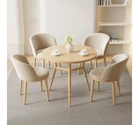 Mostradores Recepcion, Conjunto Mesa Redonda Sillas, Superficie de Las Sillas de Tela de Pelo Corto, Respaldo en Forma de U, para Comer, Jugar O Recibir Invitados en Ocasiones Especiales(Beige)