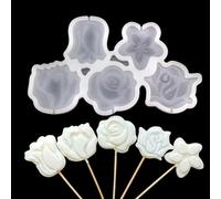 mostsom 2 piezas/lote Molde de silicona en forma de rosa, molde para piruletas, utensilios de horno para niños, bricolaje, chocolate, caramelos, galletas, accesorios de cocina doméstica (F