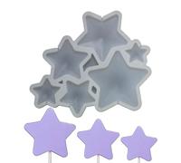 mostsom Molde de silicona epoxi de resina gruesa, 2 unidades, diseño de estrella, piruletas, fondant, decoración de pasteles, herramientas de cocina para hornear (H_ Star)