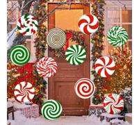 MoSundi 24 letreros decorativos de Navidad para exteriores, doble cara para adornos de polipropileno, letreros colgantes coloridos de 7 pulgadas, árbol de jardín, decoración festiva con línea de