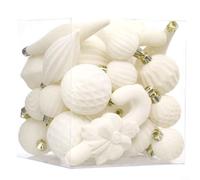 MoSundi 28 bolas decorativas de Navidad, bolas de adorno de Navidad, decoraciones colgantes para árbol y decoración de interiores (beige)