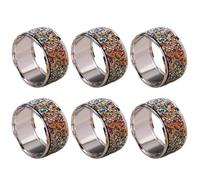 MoSundi 6 servilleteros brillantes para comedor, boda, fiesta de aniversario, pícnic, eventos al aire libre, soporte de aleación chapado en plata con diamantes de imitación, 4,2 x 2,3 cm, colorido