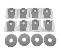 MoSundi Accesorios de repuesto para aspiradora robótica Roborock QV 35A / QR 798 / QR 598, 8 bolsas de polvo, 4 paños de fregona