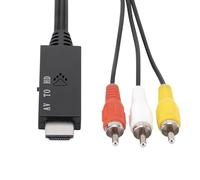 MoSundi Adaptador convertidor de 1080P HDfor MI a AV para RCA, 1 cable M con construcción ABS, negro, para sistemas PAL, Plug and Play