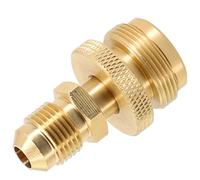 MoSundi Adaptador de latón para estufa de parrilla de camping, 3/8 pulgadas macho a rosca hembra de 1 pulgada x 20, para cilindros americanos de 1 libra y reguladores de gas, amarillo