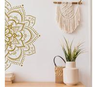 MoSundi Adhesivo de pared de vinilo con diseño de flor de loto para sala de estar, dormitorio, bar, 30 x 60 cm, 2 unidades, PVC impermeable, para decoración zen de mandala, compatible con paredes