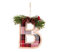 MoSundi Adorno de madera personalizado con letras de Navidad, decoración de árbol de cuadros rojos y negros para decoración del hogar de vacaciones, estilo A-E