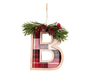 MoSundi Adorno de madera personalizado con letras de Navidad, decoración de árbol de cuadros rojos y negros para decoración del hogar de vacaciones, estilo A-E