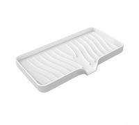 MoSundi Alfombrilla de secado de silicona con borde elevado para fregadero de cocina, soporte de esponja resistente al calor, organizador de encimera fácil de limpiar, 10 x 5.2 pulgadas, negro (blanco