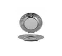 MoSundi Bandeja de acero inoxidable martillada para plato redondo, 22 x 22 x 2,5 cm, color plateado, estilo coreano, carnes a la parrilla, postres, barbacoa, restaurante, uso comercial, 24 cm, color