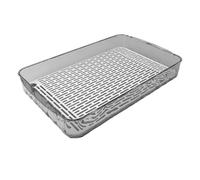 MoSundi Bandeja multiusos para servir y escurridor de platos con tabla de drenaje plana, bandeja de drenaje de frutas de polipropileno para cocina, 30 x 17,5 x 5,2 cm y 38 x 24 x 5,2 cm, transparente