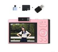 MoSundi Cámara digital compacta con resolución de foto de 48 MP y video 4K UHD, enfoque automático para un enfoque claro, pantalla de 2 8 pulgadas, flash integrado para condiciones tenues (rosa 32G)