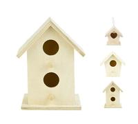 MoSundi Casa de pájaros de madera para jardín, corazón, doble capa, diseño de aleros de una sola capa o encaje, caja de madera para pájaros silvestres