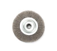 MoSundi Cepillo de rueda de alambre de acero inoxidable prensado de 5 pulgadas, cepillo abrasivo de 125 mm con agujero de 16 mm, 1 pieza