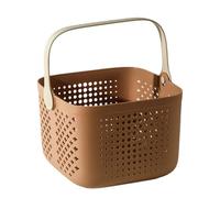 MoSundi Cesta de baño portátil con asa, diseño de drenaje hueco para secado rápido, polipropileno para material, 22,5 x 16,5 x 21 cm, compatible con gel de ducha y champú, blanco/verde/marrón/beige