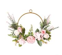 MoSundi Corona de flores artificiales de 35 cm, guirnalda floral sintética para puerta delantera, decoración de pared, boda, fiesta, telón de fondo, construcción de metal