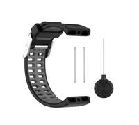MoSundi Correas de reloj de silicona para Polar V800, correa de repuesto para diseño de dos tonos, resistente al sudor, correa de actividad flexible 123 + 74 mm (negro + gris)
