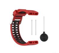 MoSundi Correas de reloj de silicona para Polar V800, correa de repuesto para diseño de dos tonos, resistente al sudor, correa de actividad flexible 123 + 74 mm (rojo + negro)