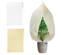 MoSundi Cubierta protectora de 120 x 180 cm, chaqueta de forro polar no tejida reutilizable con cordón para exteriores, árboles, arbustos, plantas en maceta