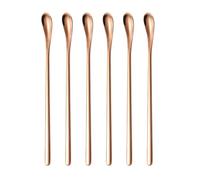 MoSundi Cuchara de acero inoxidable de 7.6 pulgadas para derretir cera, resina, fabricación de jabón y velas, herramienta de mezcla de acero 304 con agarre cómodo, paquete de 6 unidades, oro rosa