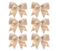 MoSundi Decora tu hogar con 6 lazos de Navidad elegantes lazos de lino para árboles y coronas (marrón)