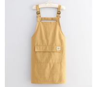 MoSundi Delantal de cocina impermeable de estilo japonés con correas ajustables y bolsillo grande, color negro y amarillo