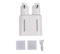 MoSundi Dispensador eléctrico de jabón espumoso de doble cabeza, lavadora automática de inducción de 2 x 400 ml con pantalla LED, soporte de pared alimentado por pilas, para oficina en casa, blanco (B